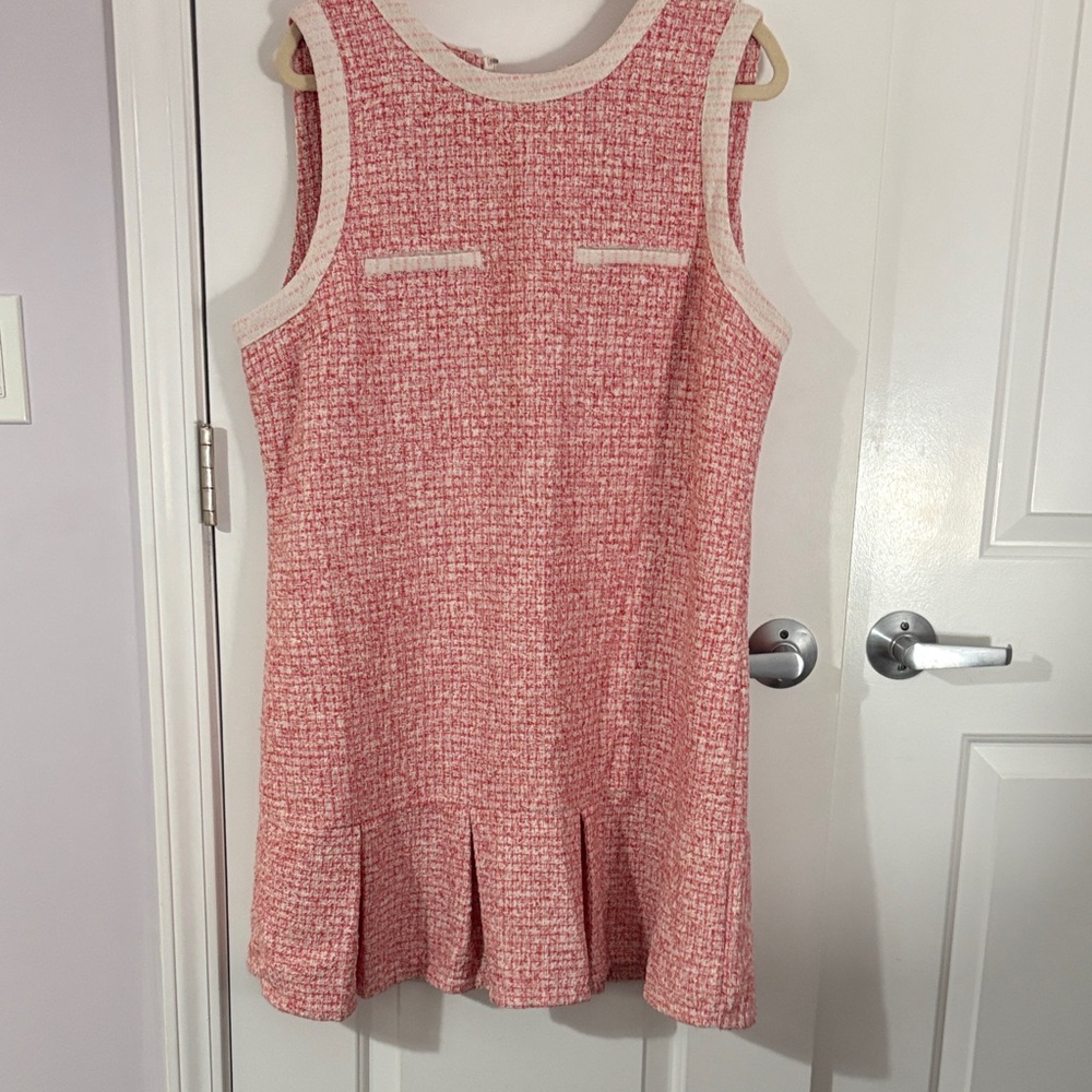 Anthropologie Maeve Pink and Cream Tweed Dress